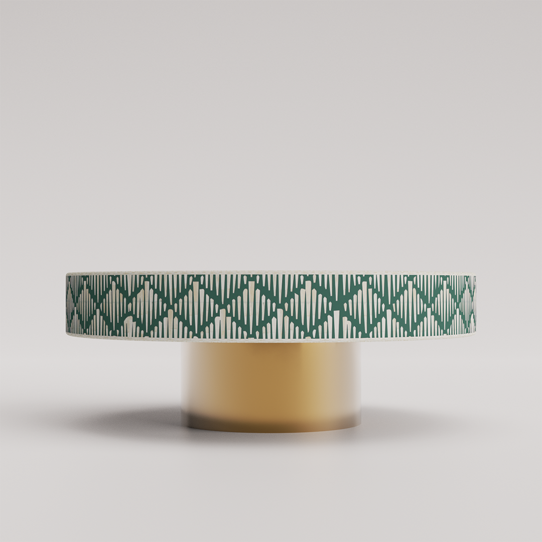 Modern Round Coffee Table with Bone Inlay