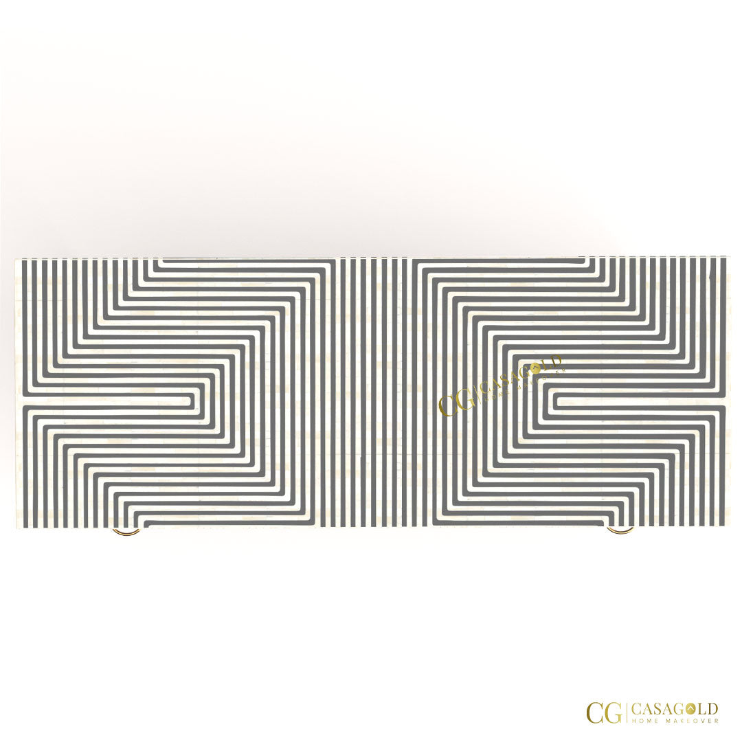 Modern floral bone inlay desk with handcrafted elegance
