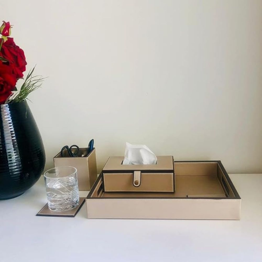 Modular Leather Desk Organizer
