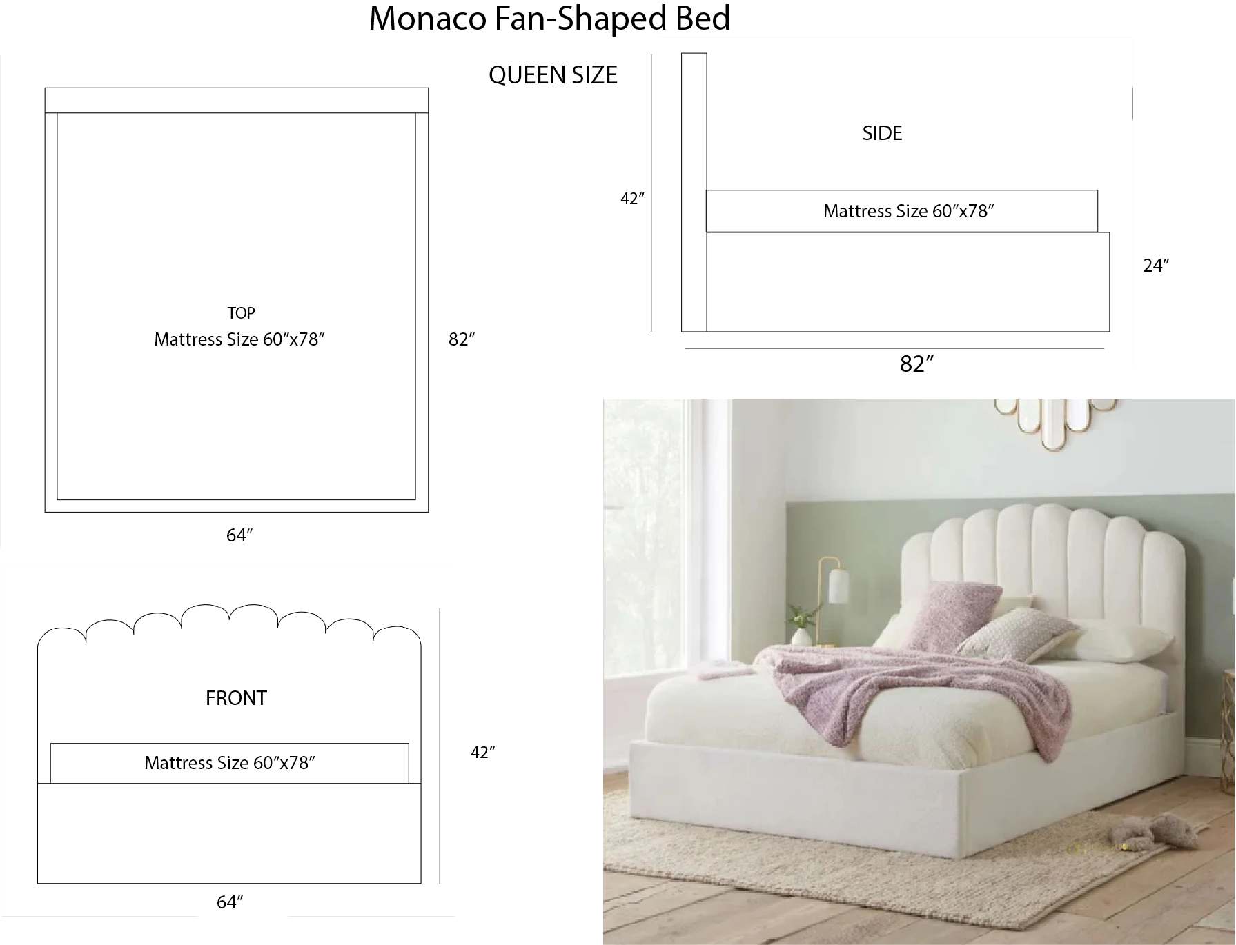 Monaco Fan-Shaped Bed