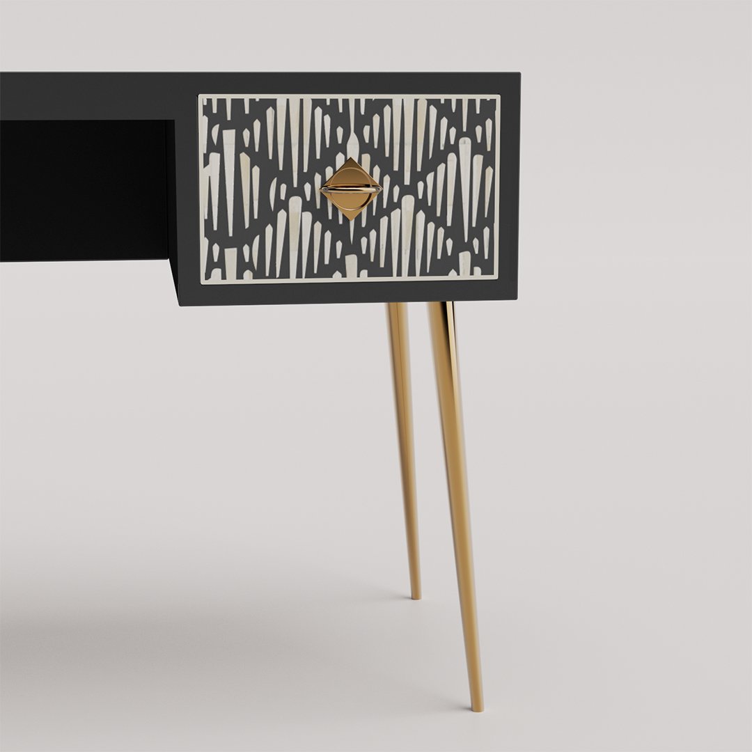 Morrisson Floral Grey Bone Inlay Study Desk