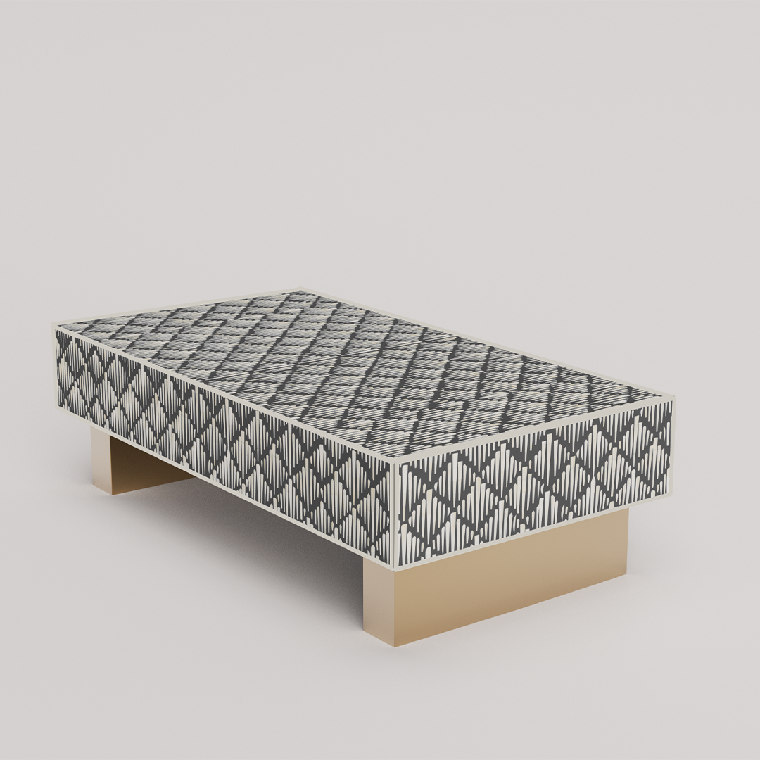 Morrisson Pattern Bone Inlay Rectangular Coffee Table