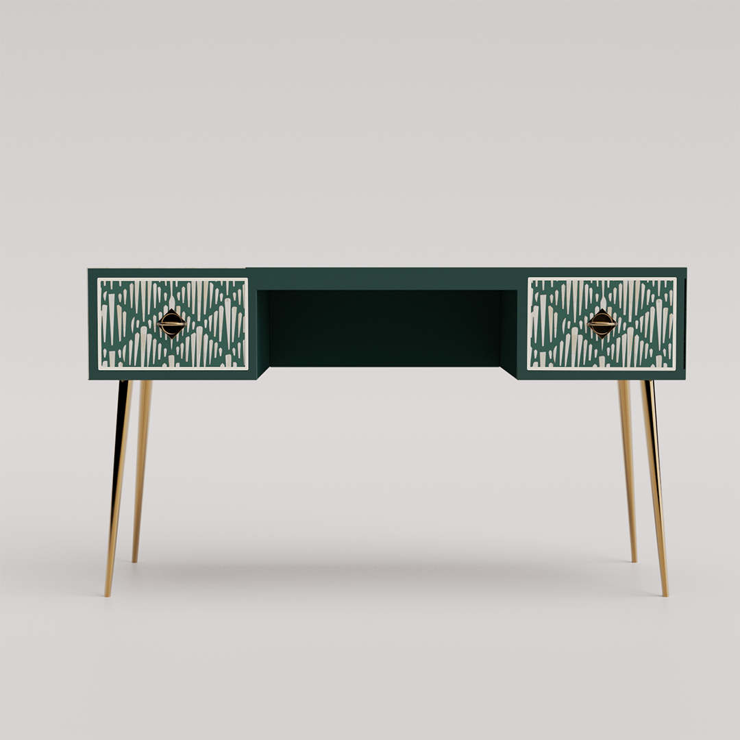 Morrisson seagreen and White Bone Inlay Desk