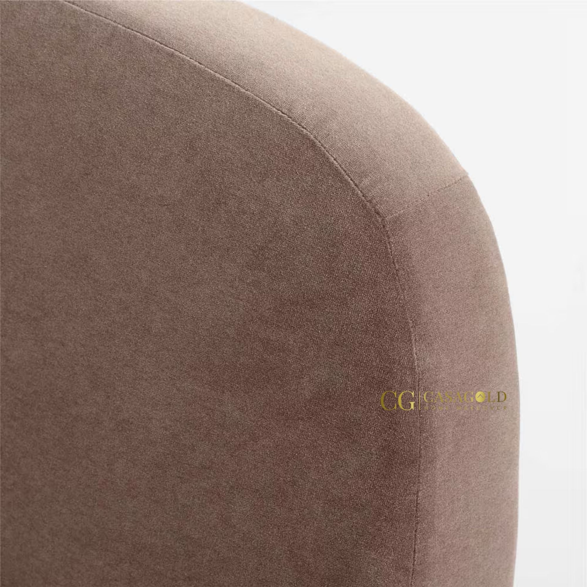 Mushroom brown velvet bed, luxury platform bed, CasaGold bed frame, modern bedroom furniture, low-profile bed