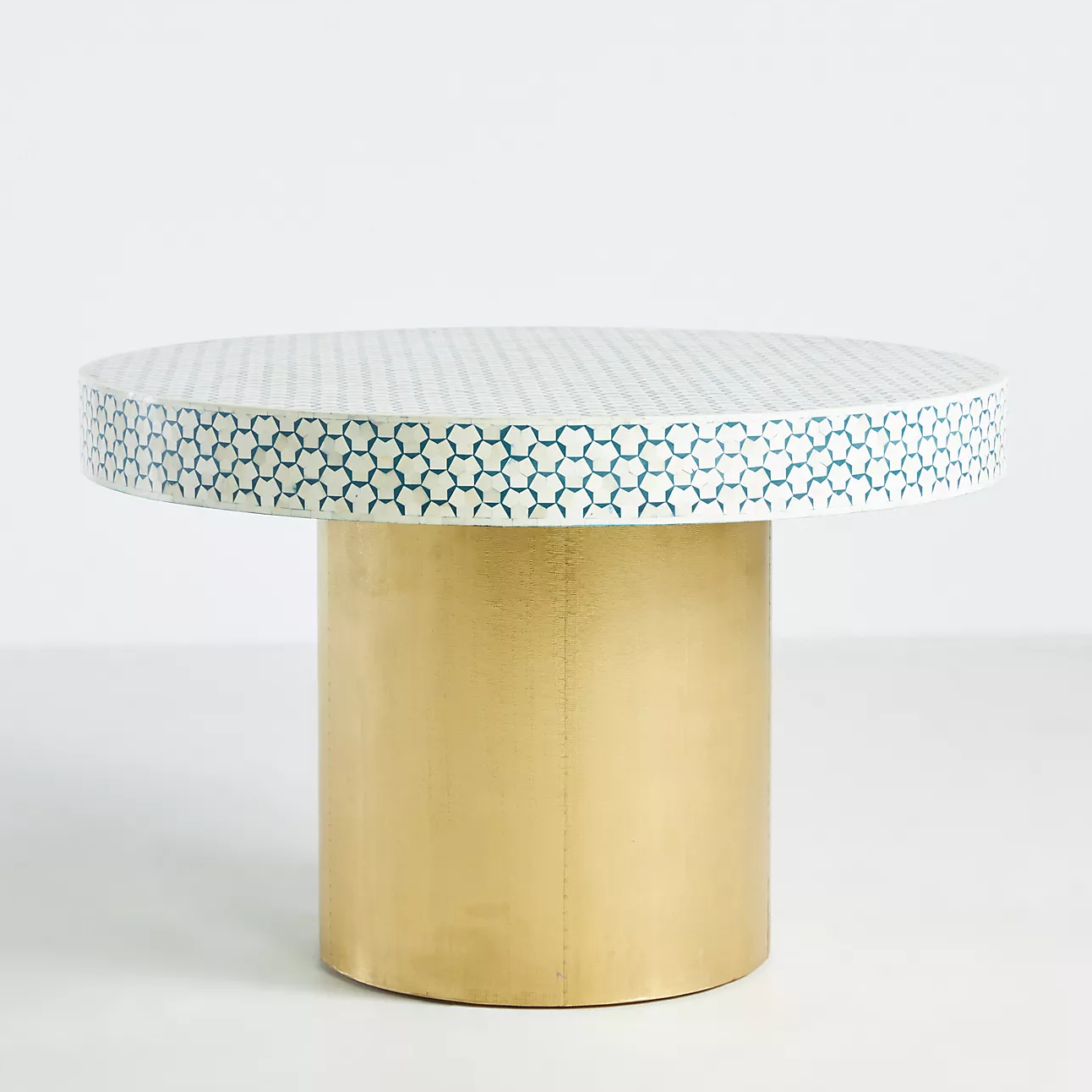 Natural Wood and Bone Inlay Dining Table