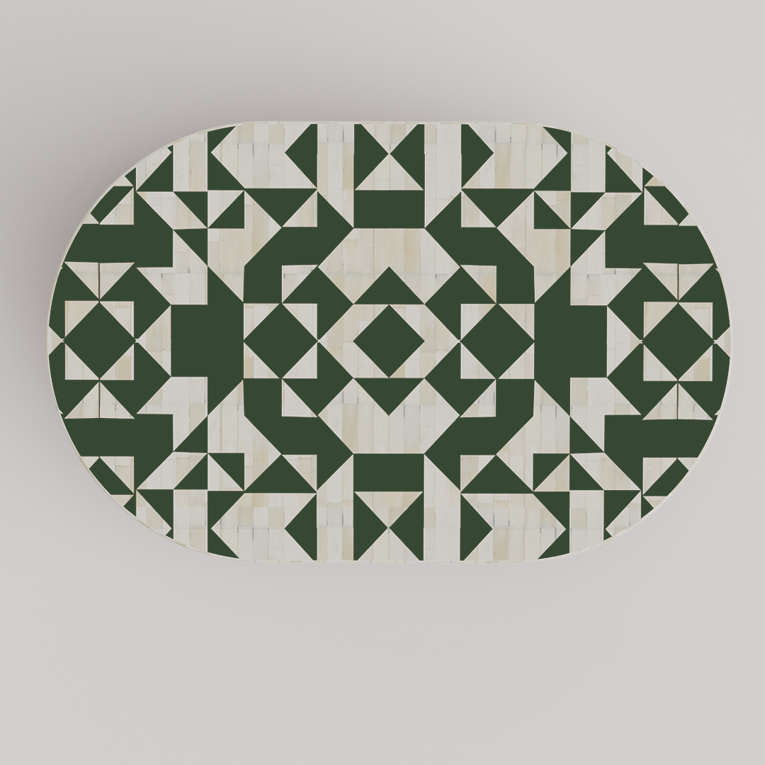 Oblong Bone Inlay Table with Luxe Aesthetics