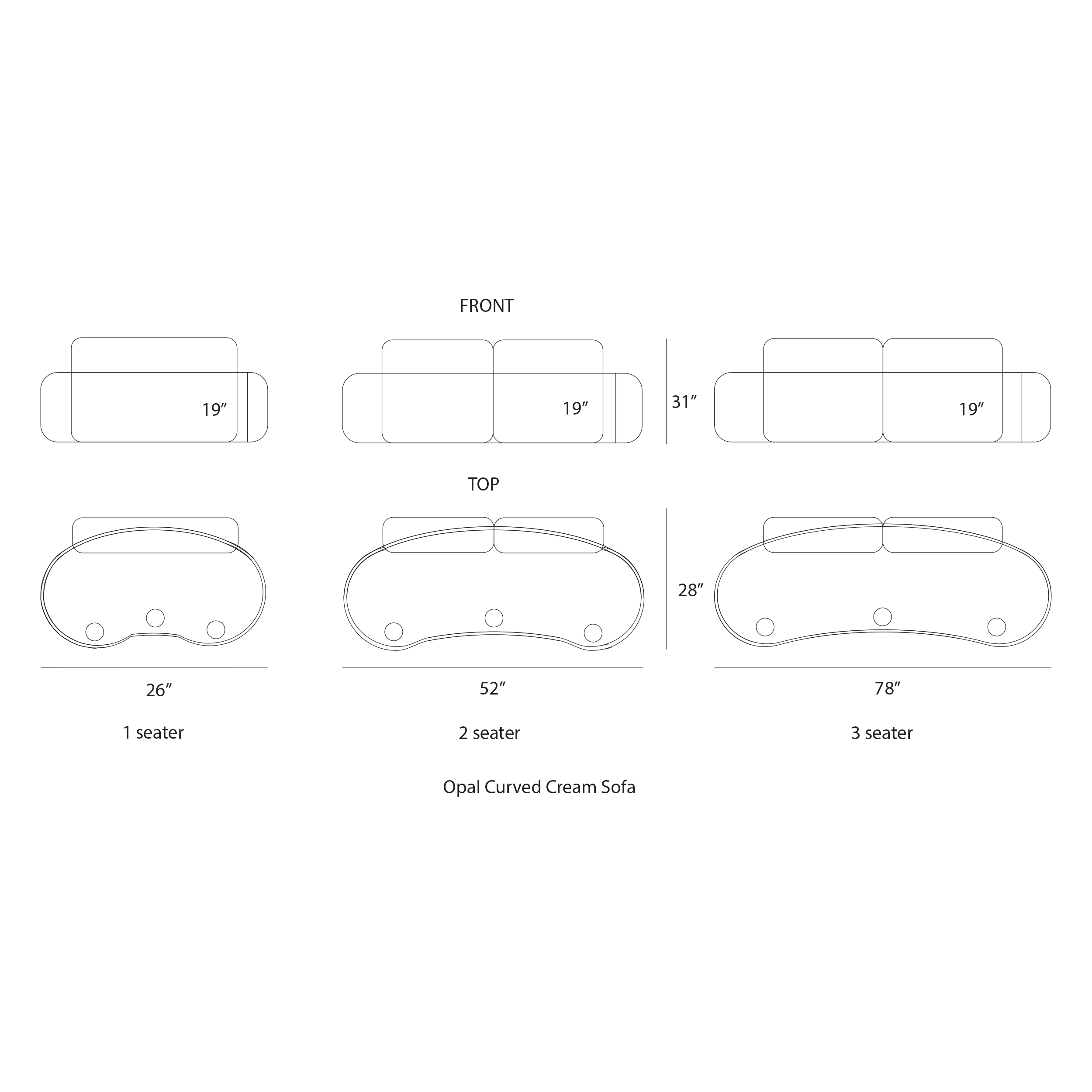 Opal Curved Cream Sofa