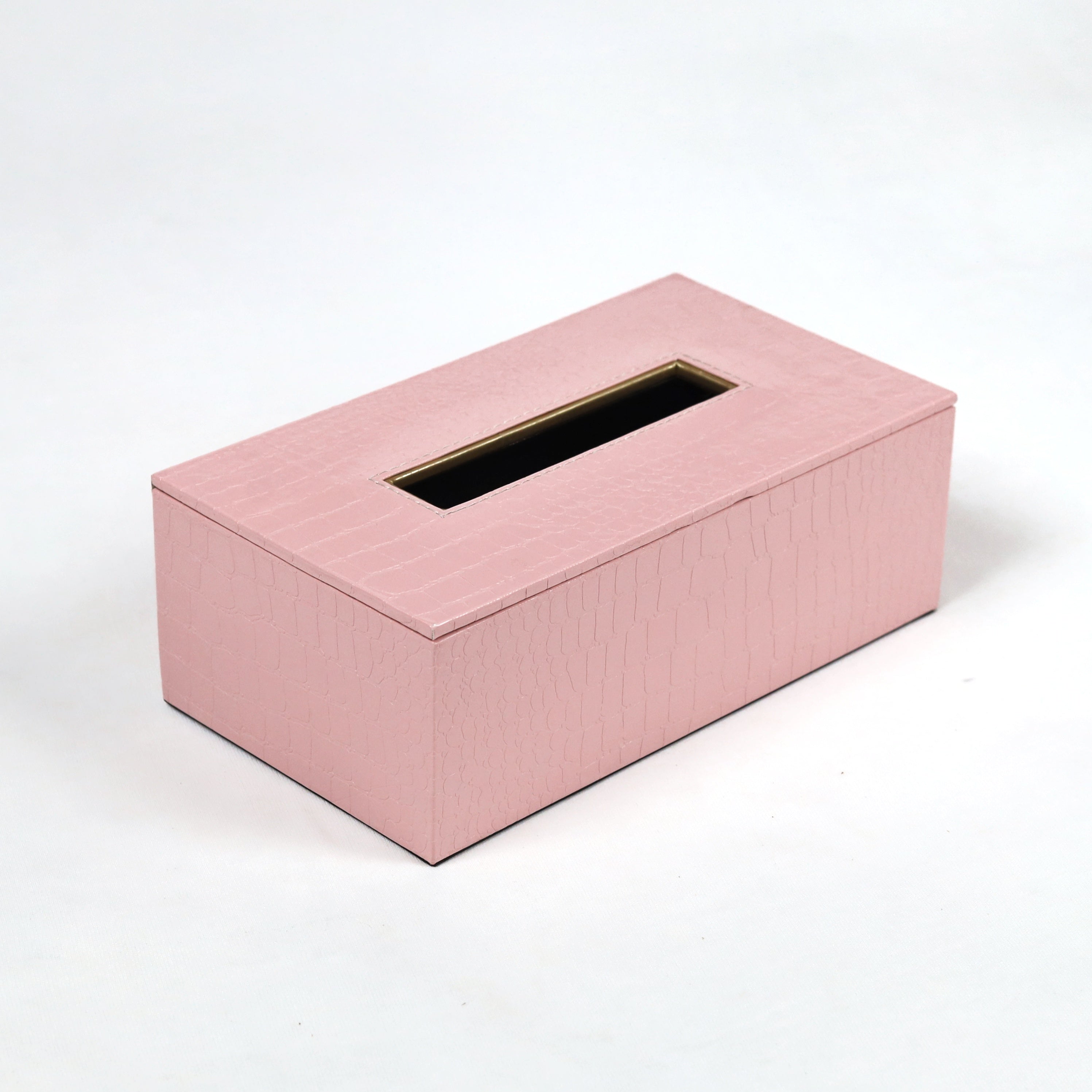 Sleek leather tissue box for office organization