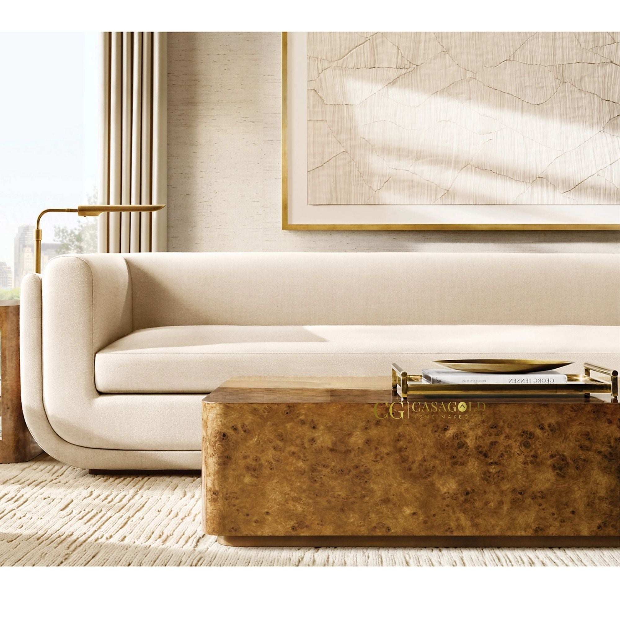 "Plush fabric sectional sofa offering adjustable headrests for ultimate relaxation"