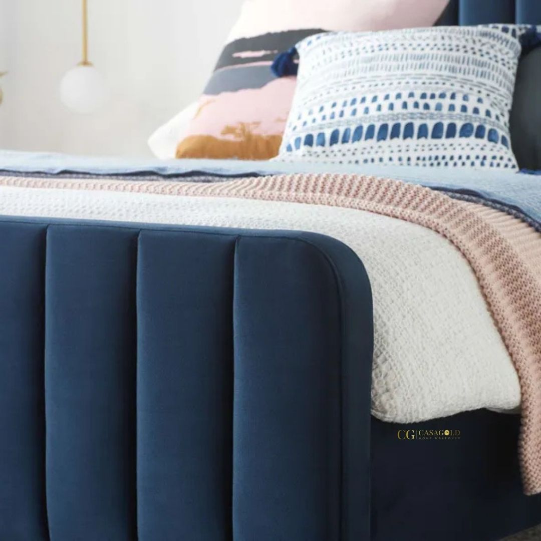 Cozy velvet bed frame for stylish bedroom decor