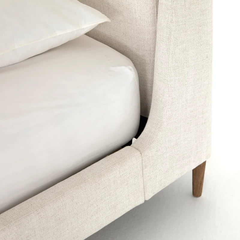 Luxurious wings bed frame with soft upholstery