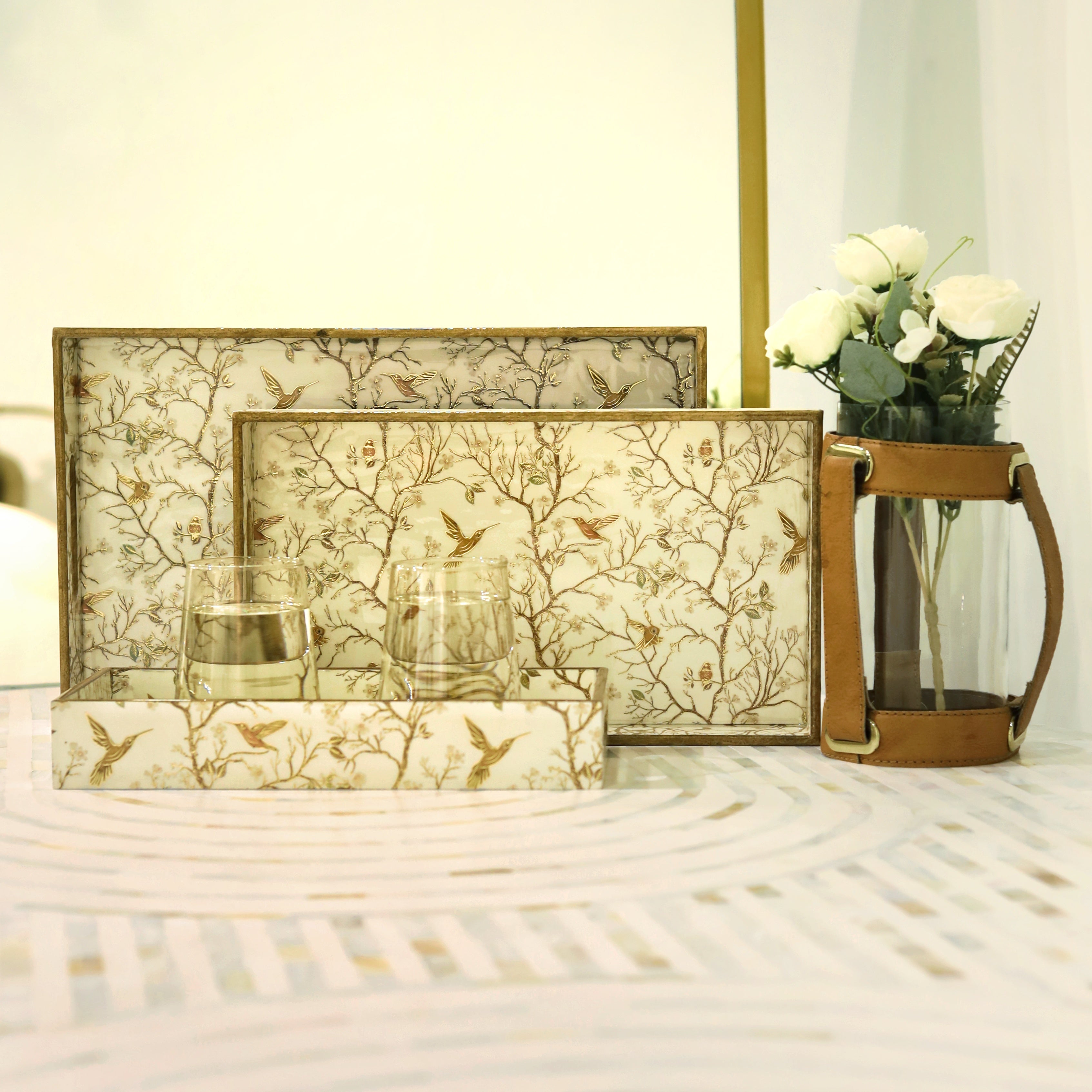 Handcrafted wooden tray with luxurious finish