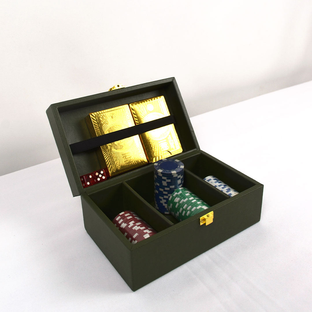 High-end leather poker set for luxury card games