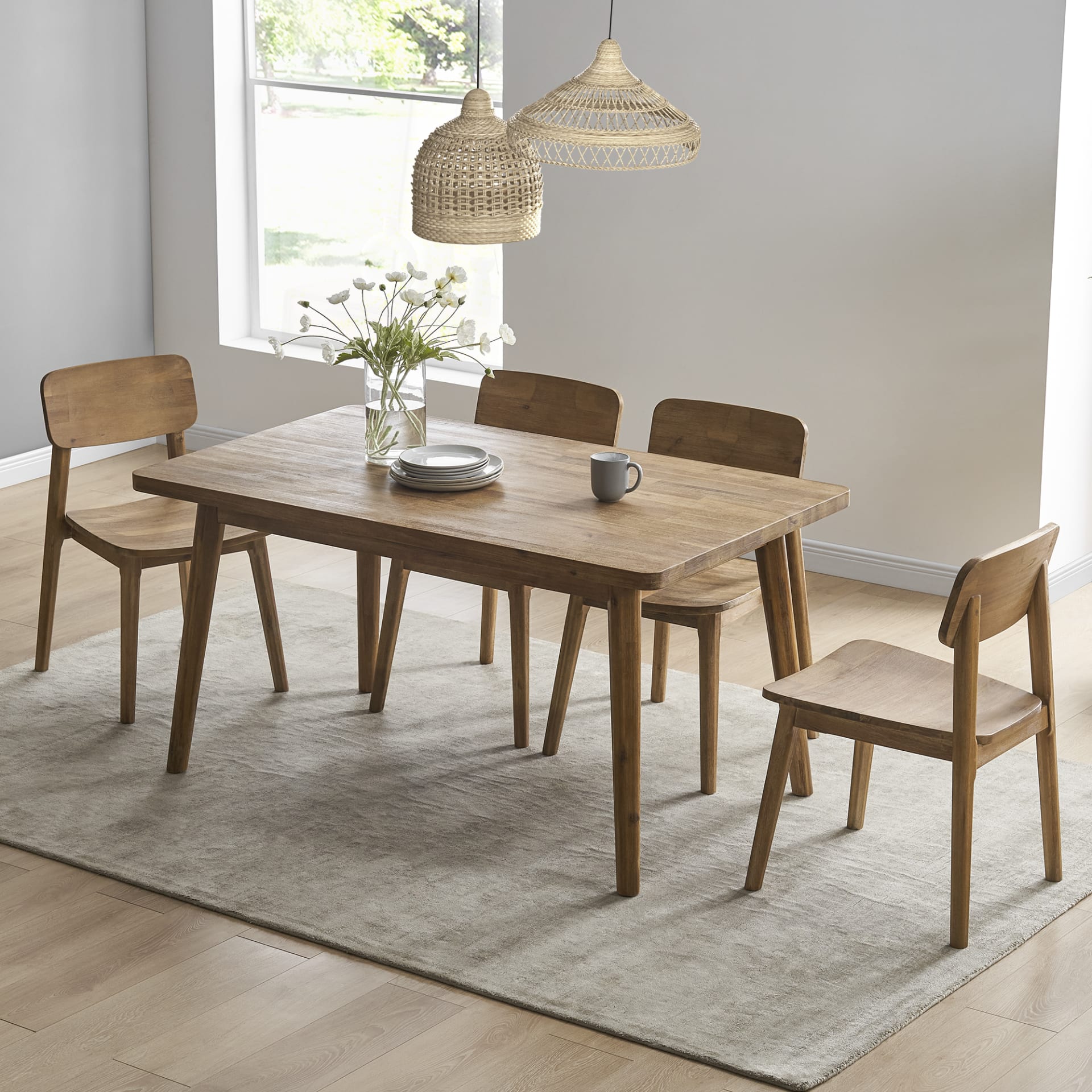 Premium Oak Wood Dining Table with Polished Finish