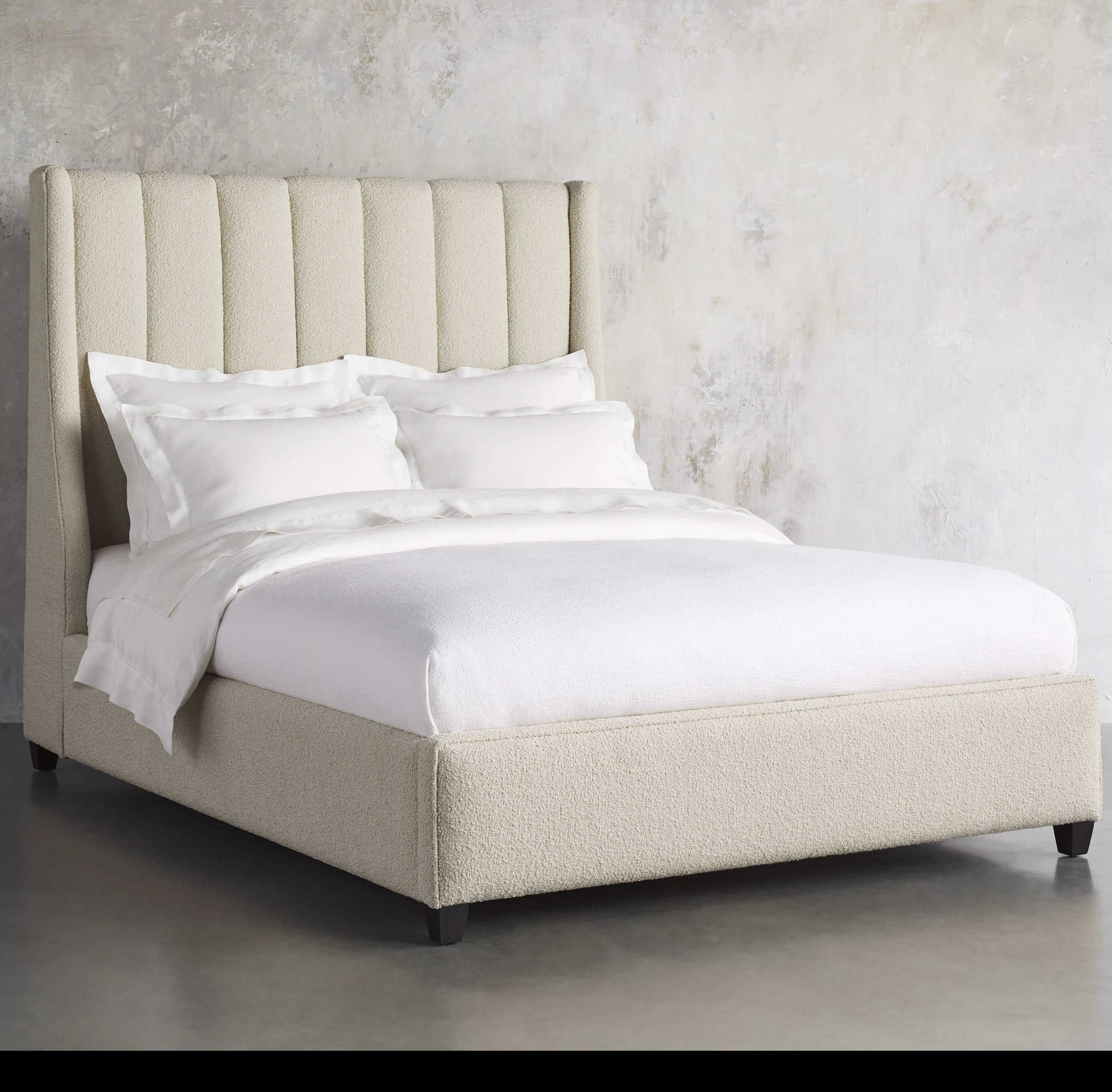 Queen wings bed with high headboard and wing sides
