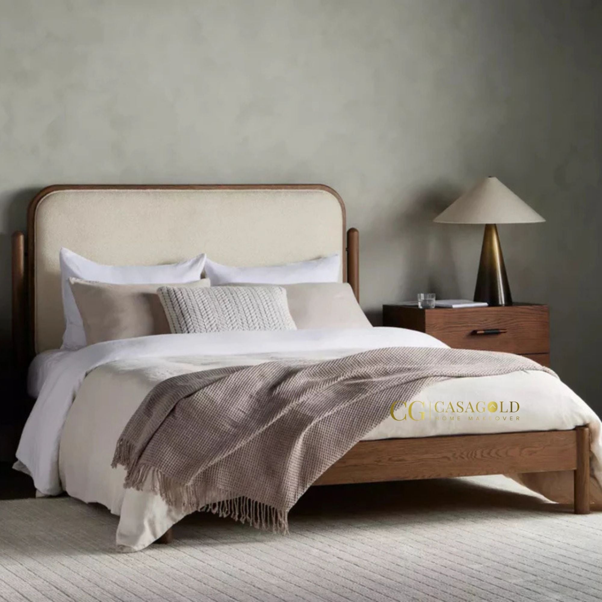 Luxury Wooden Bed with Minimalist Design