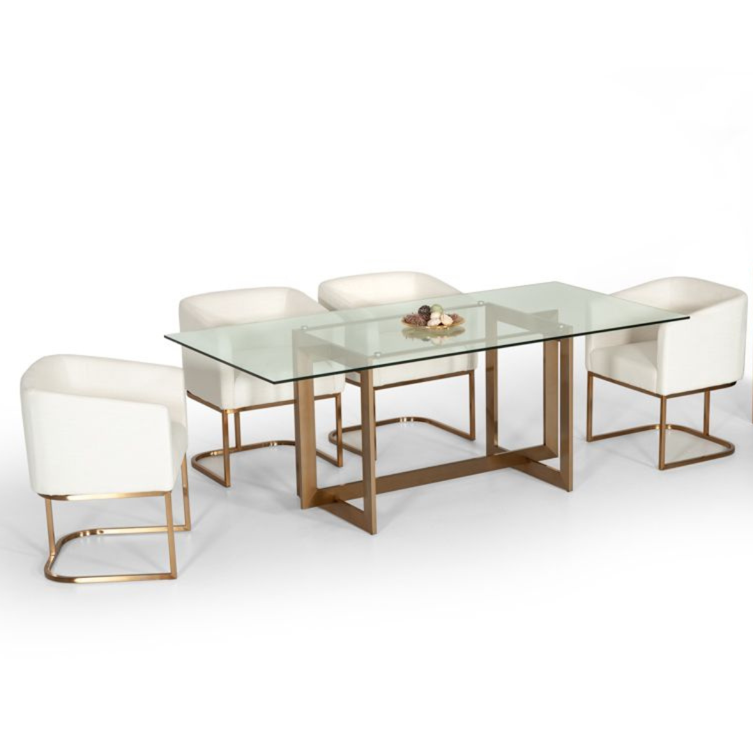 Rectangle Glass Dining Table with Chrome Legs for Contemporary Homes