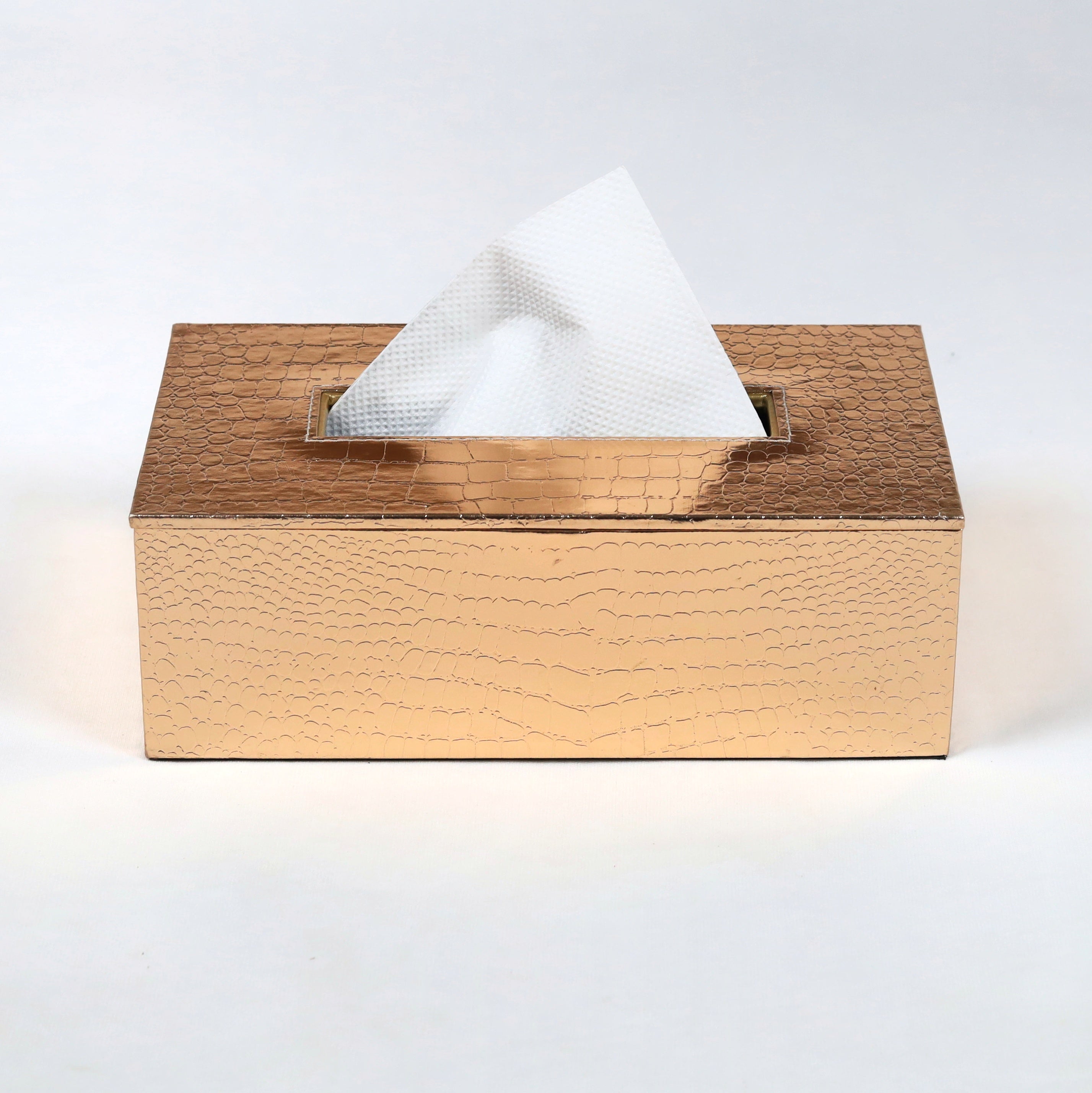 Lightweight leather tissue box for travel and home