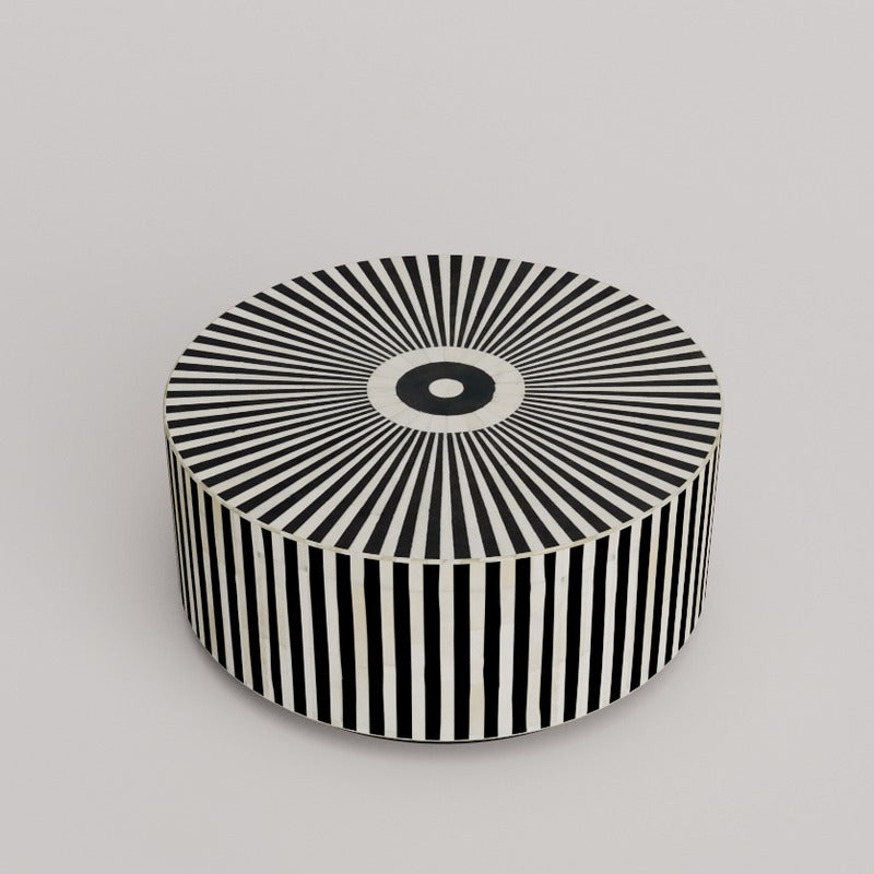 Modern round coffee table, bone inlay finish