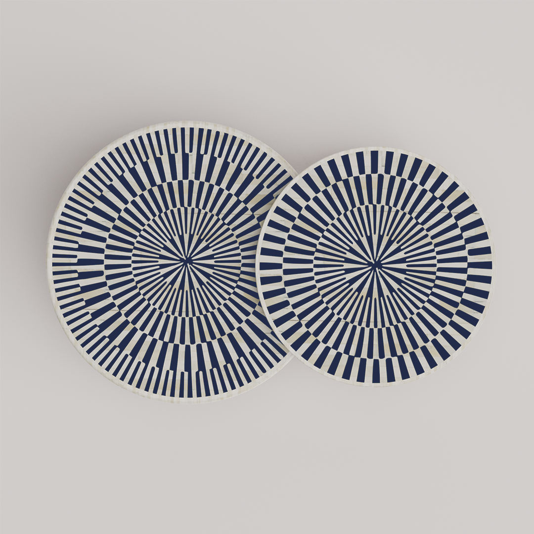 Round Artistic Bone Inlay Table