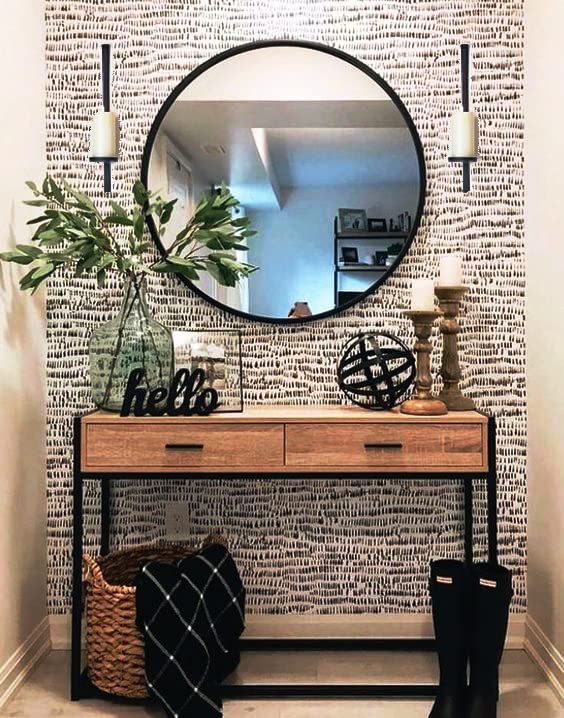 Round Black Frame Glass Mirror