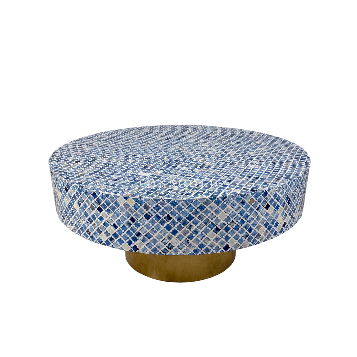 Round Bone top coffee table with inlay