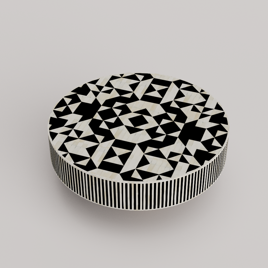 Round Bone Inlay Coffee Table for Living Room