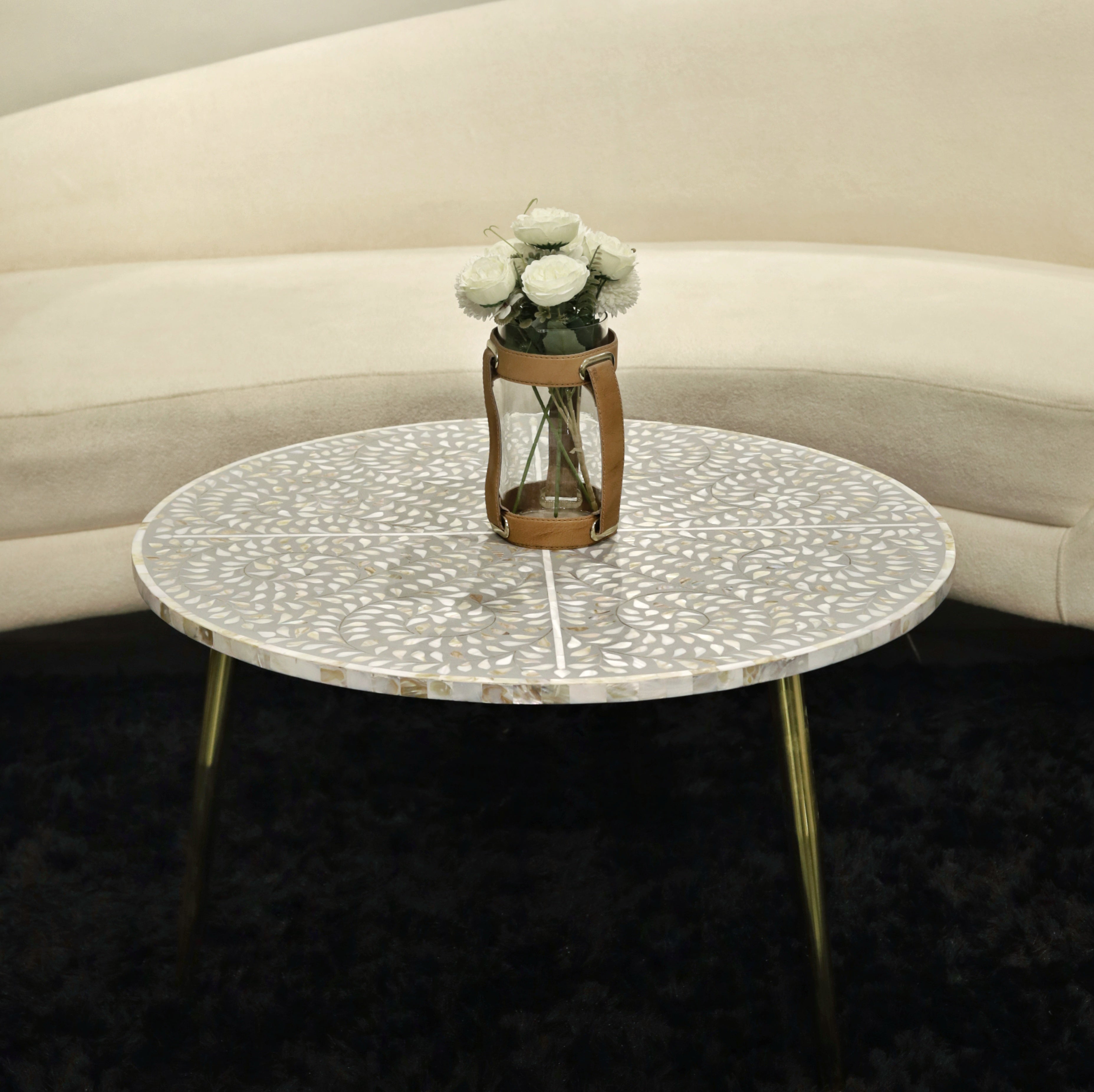 Round Bone Inlay Table for Luxury Interiors