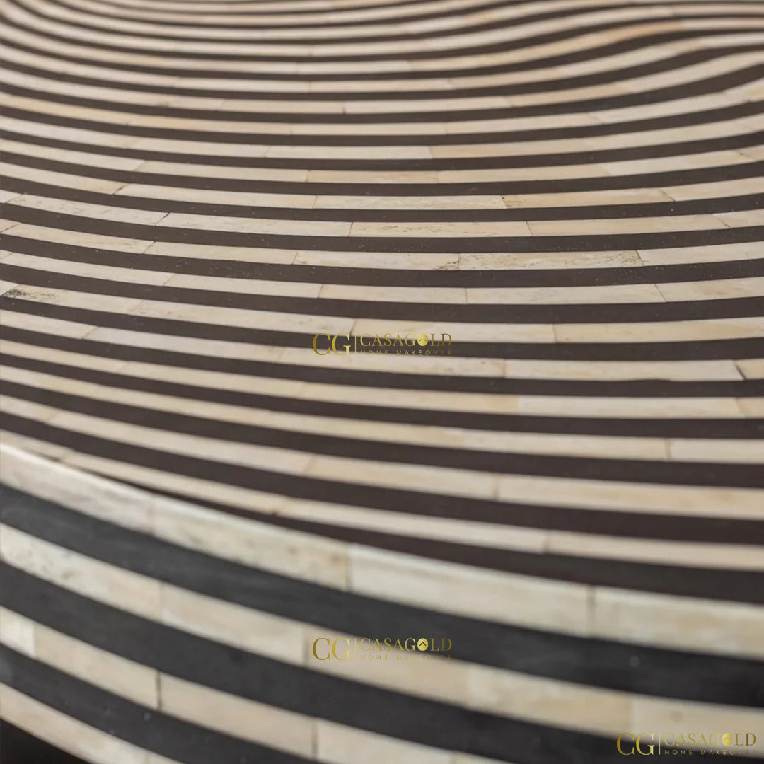 Bone mosaic round inlay coffee table