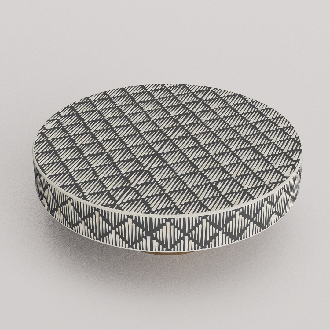 Round Coffee Table with Handcrafted Inlay Work