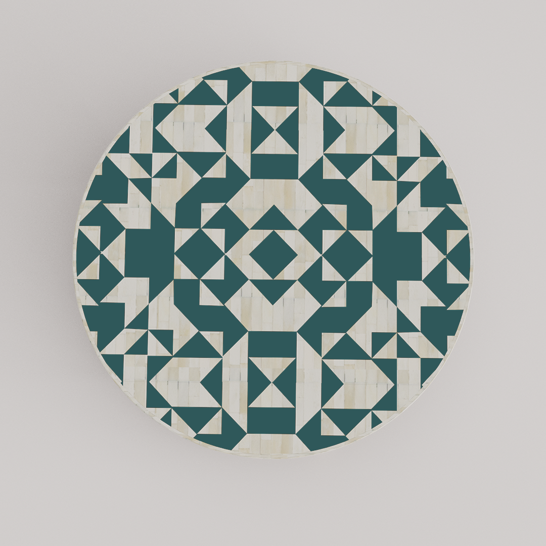 Round Coffee Table with Luxury Bone Inlay
