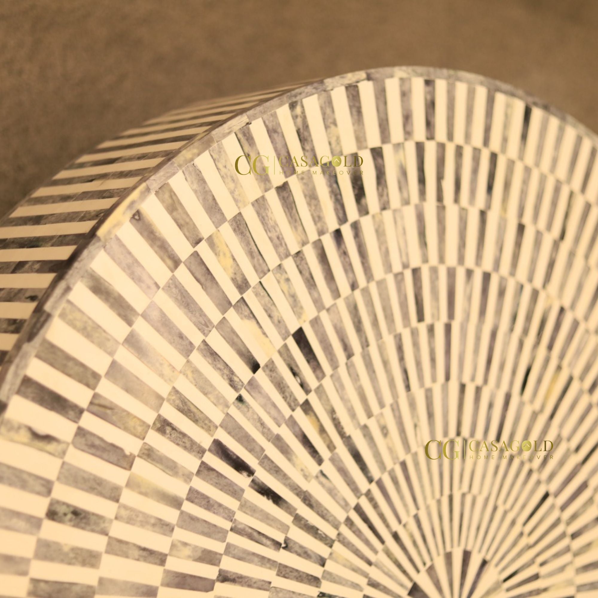 Round and Stylish Bone Inlay Coffee Table
