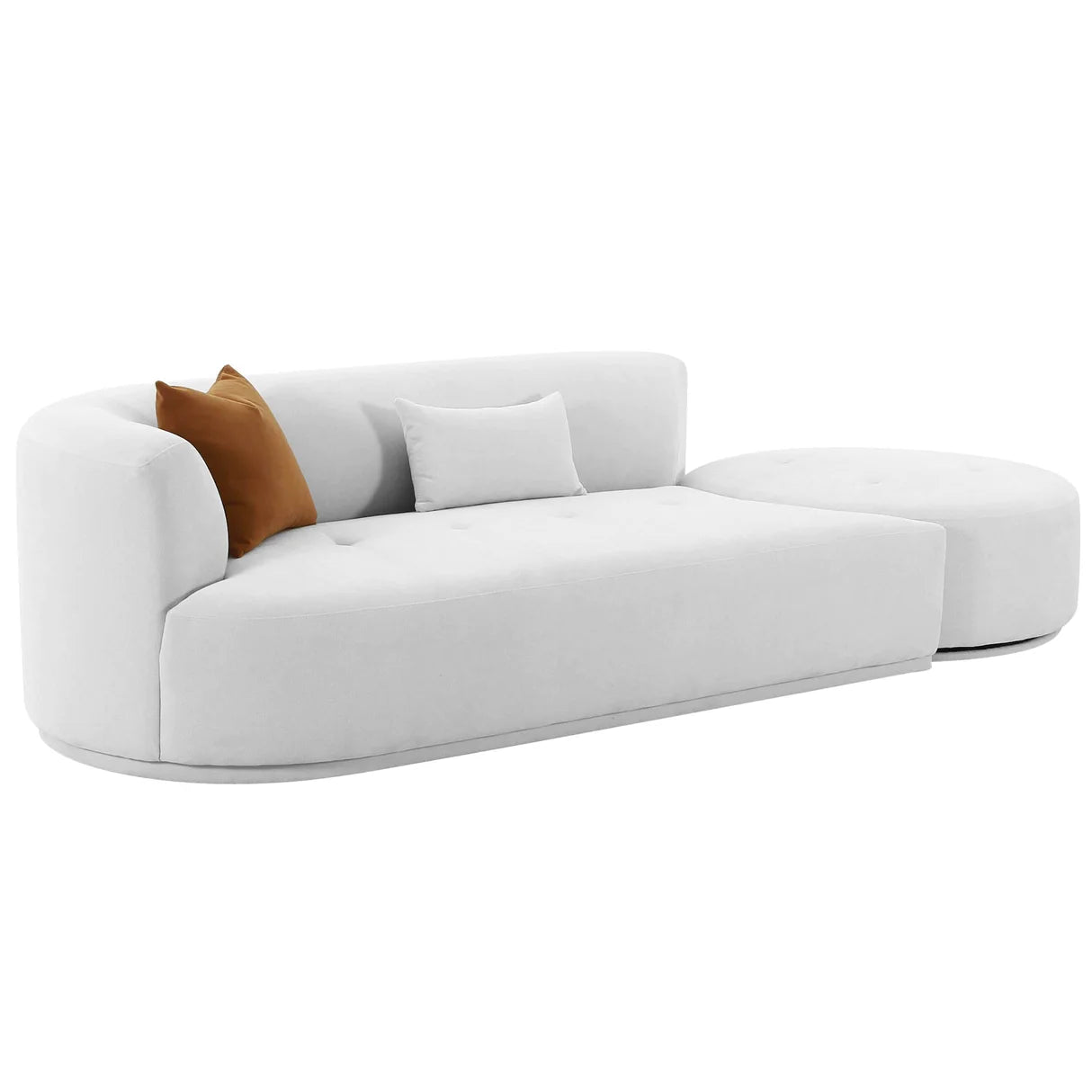 "Rounded velvet loveseat luxury sofa with designer flair"