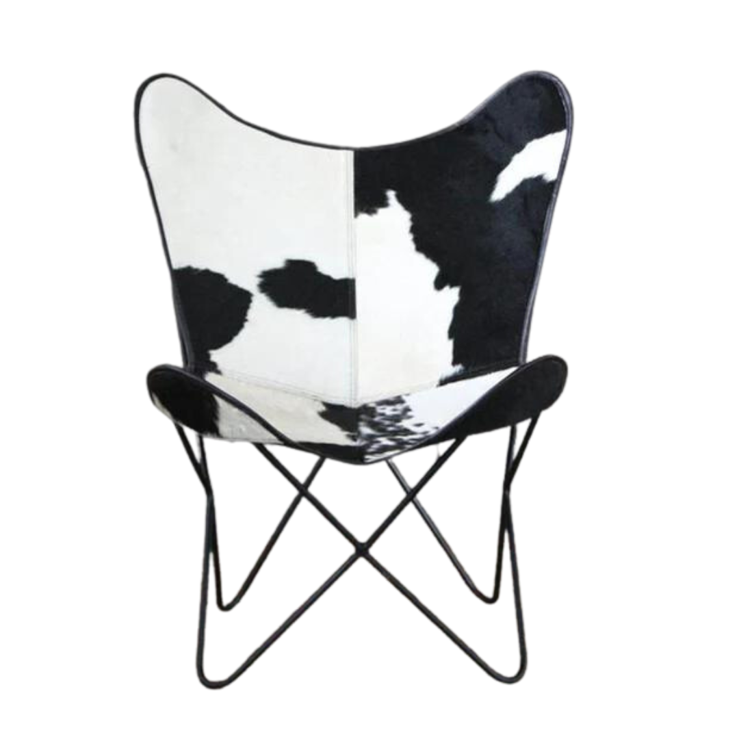 Artistic sculptural leather chair with brass base for homes