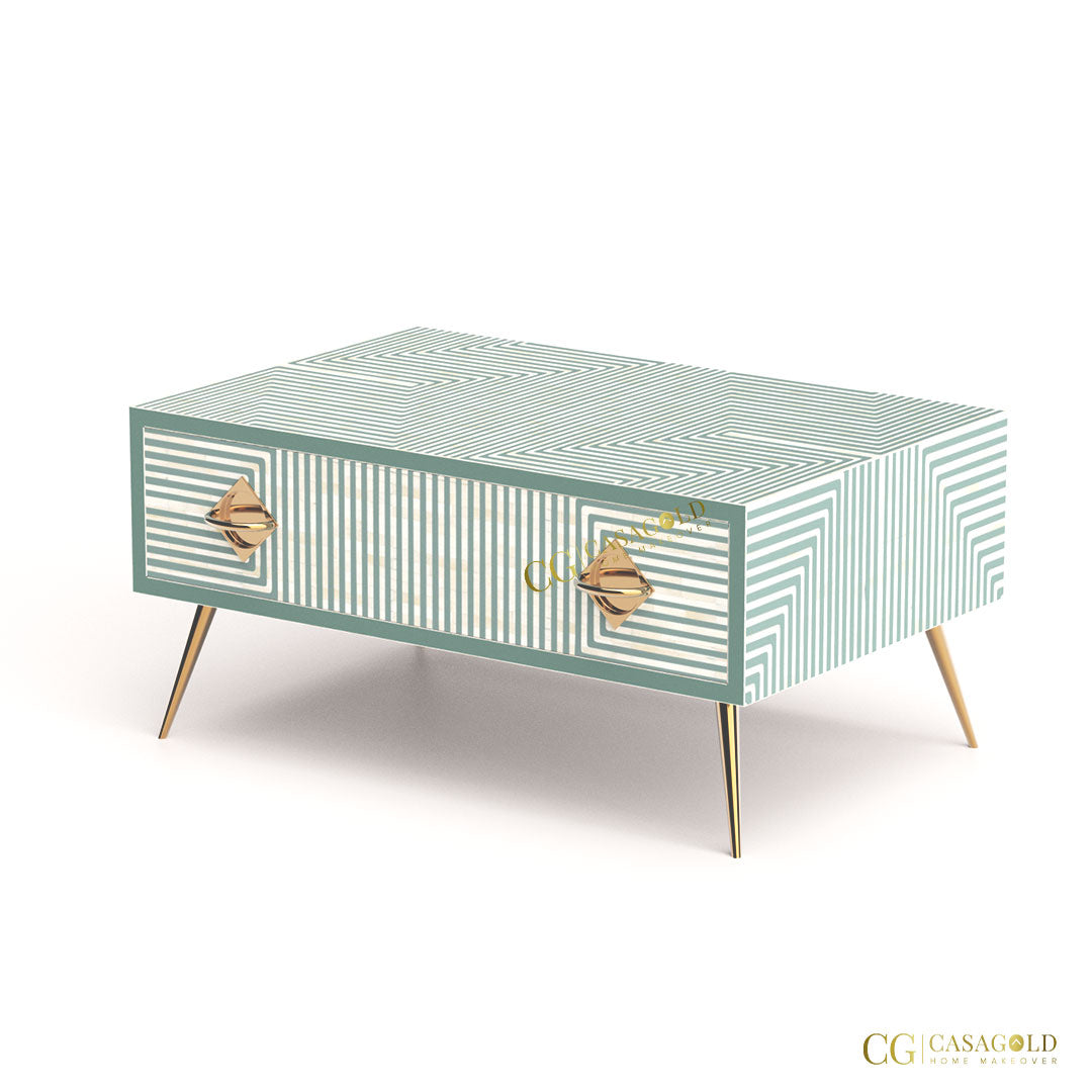 Luxurious Bone Inlay Rectangular Coffee Table