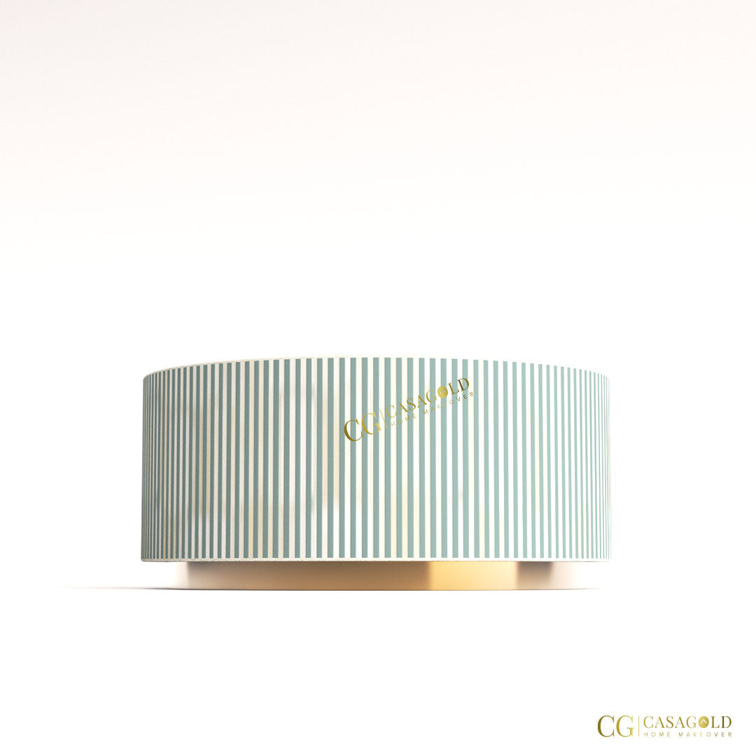 Elegant Round Coffee Table with Bone Inlay