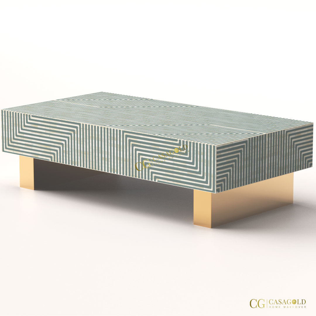 Designer Bone Inlay Rectangular Coffee Table