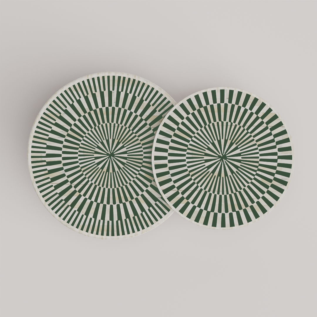 Sleek Round Bone Inlay Coffee Table