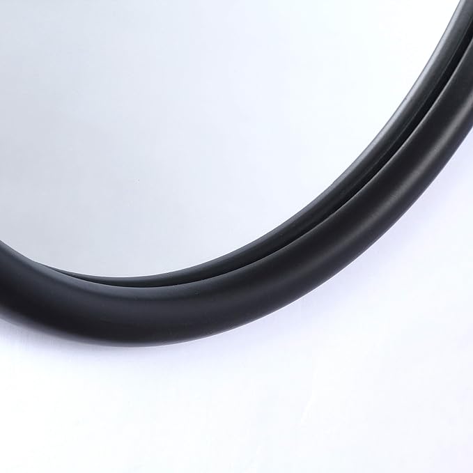 Sleek black round glass wall mirror for metal frame