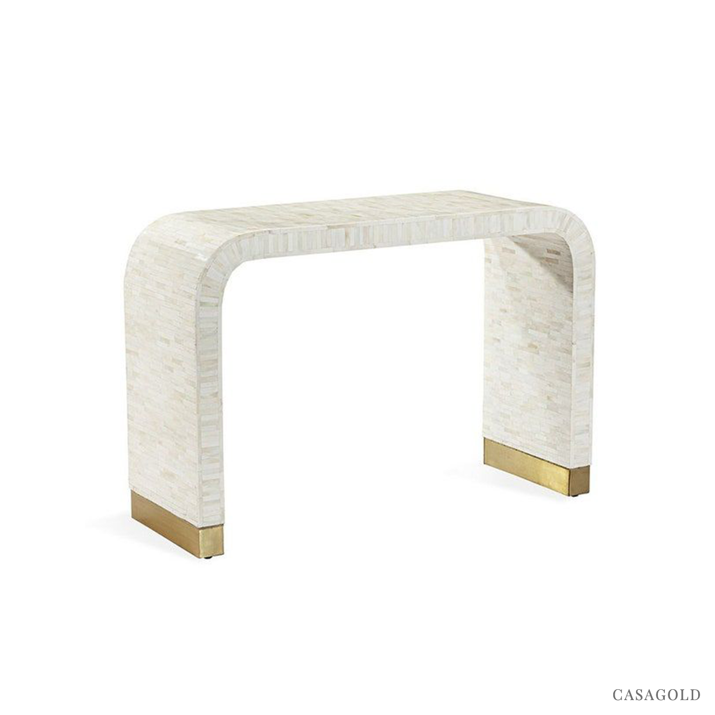 Sophisticated Cream bone inlay console with geometric inlay design