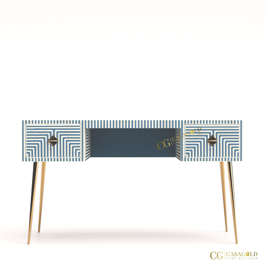 Striped Blue Bone Inlay Writing Desk