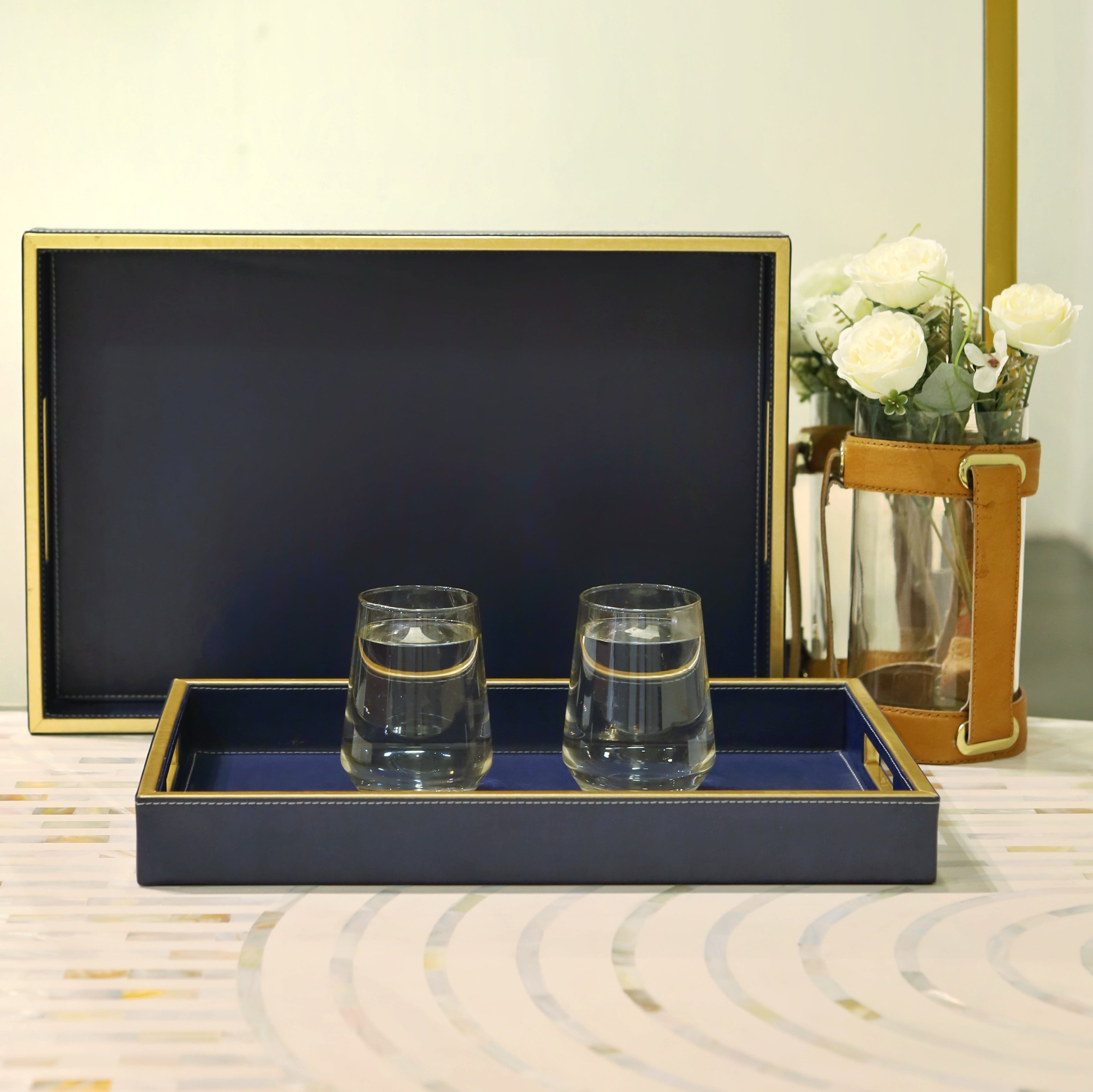 Stylish and functional leather tray for various uses