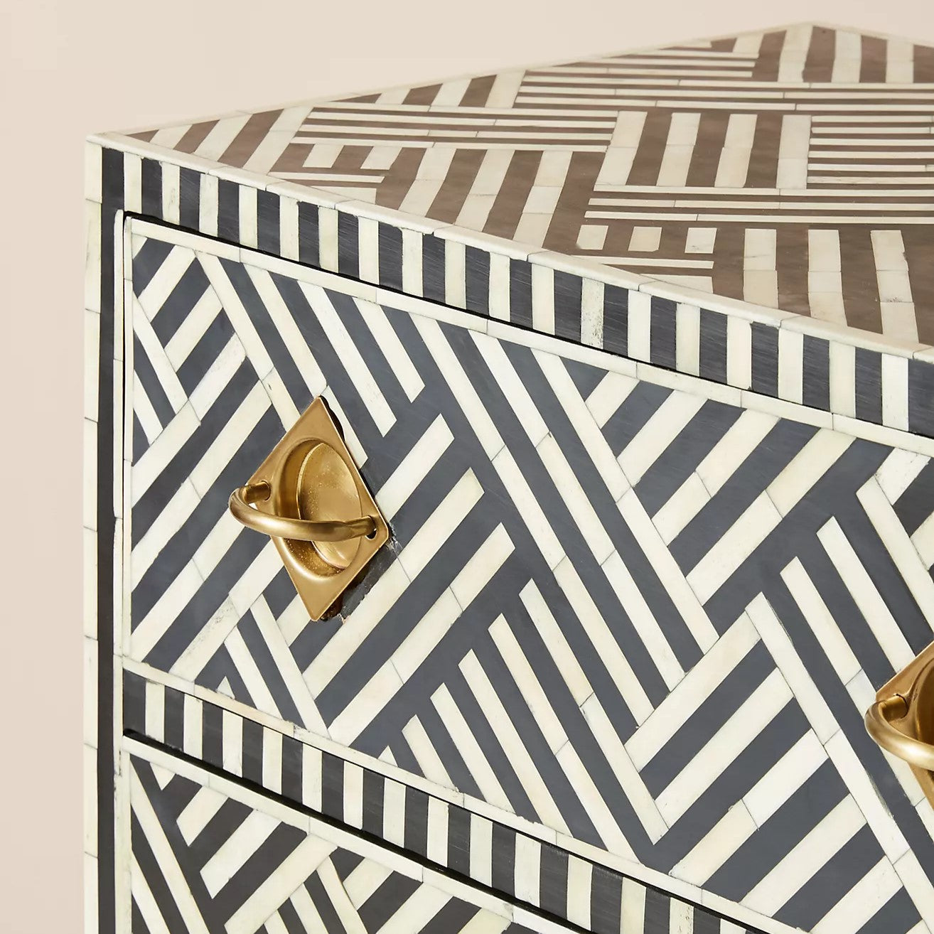 Stylish chevron inlay storage cabinet