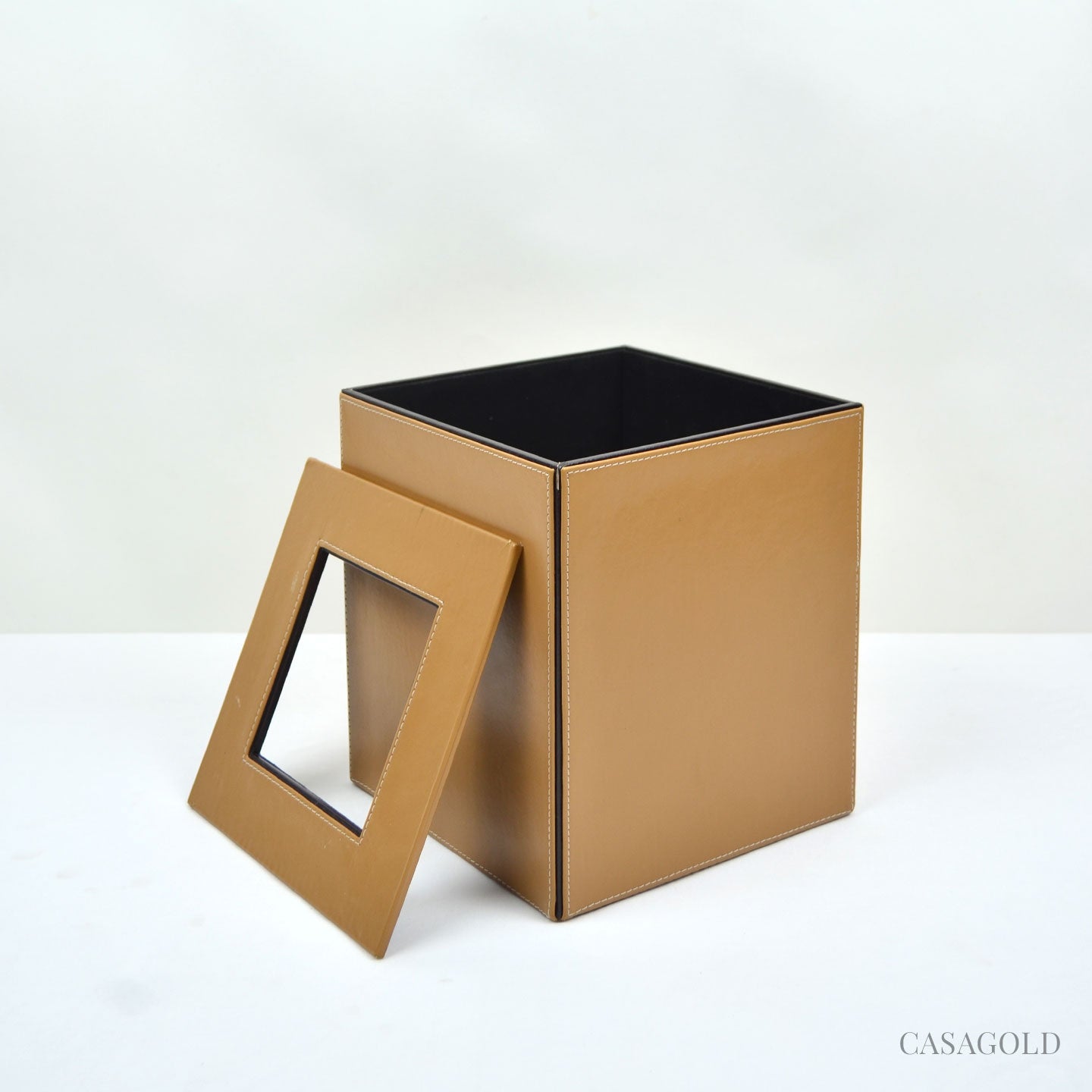 Tan Dustbin for Luxe Bathroom Decor
