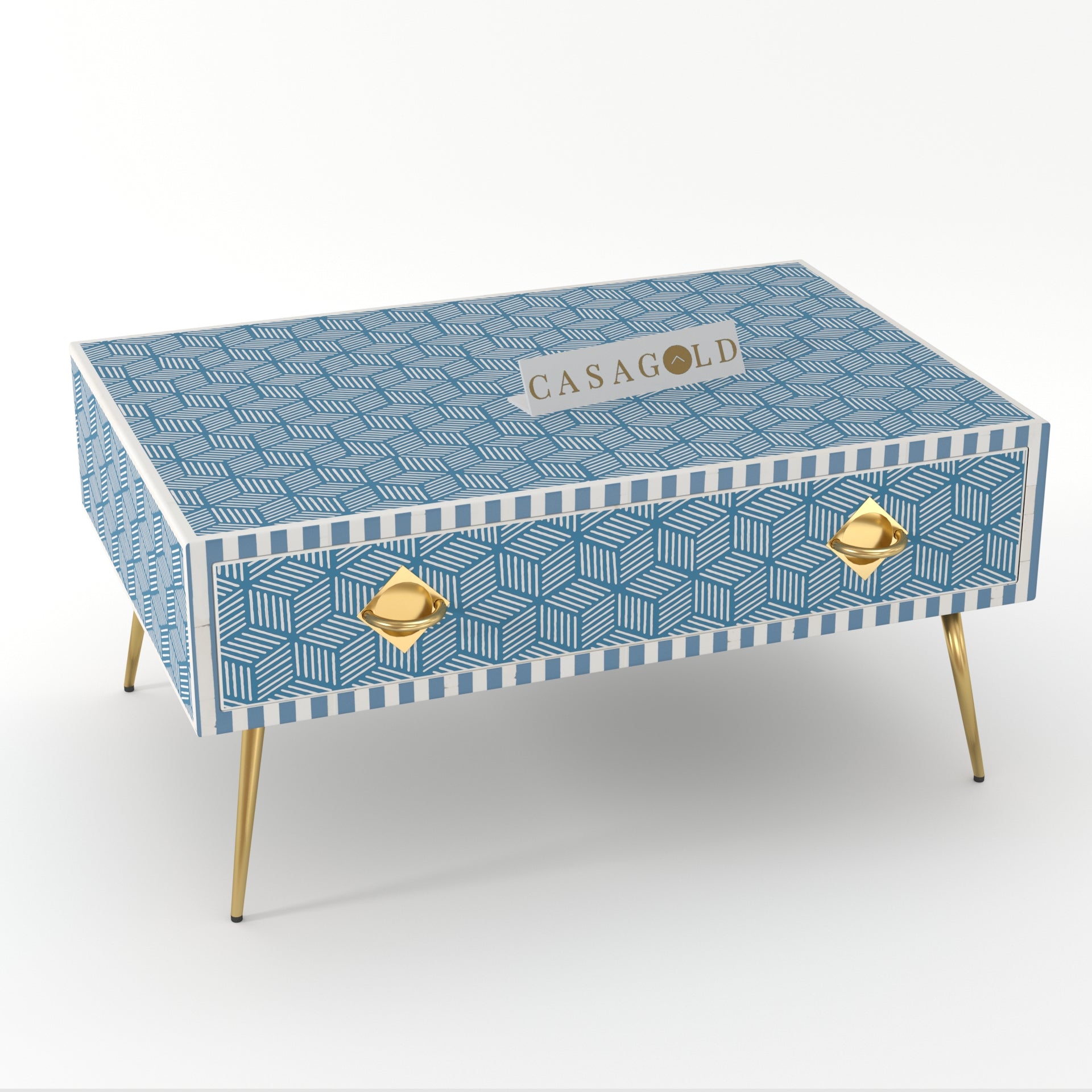 White Bone Inlay Rectangular Coffee Table