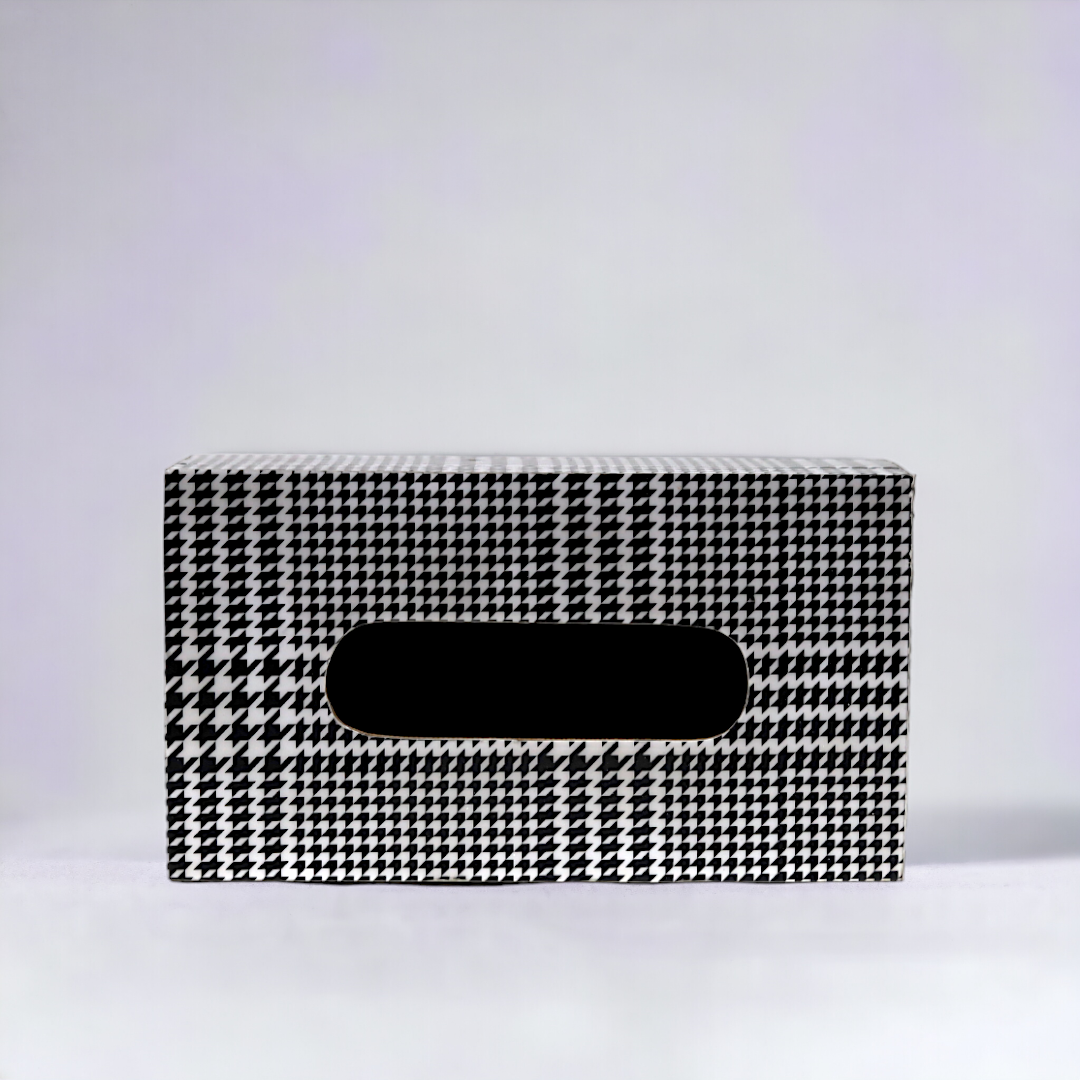 Tissue box with check print for easy portability