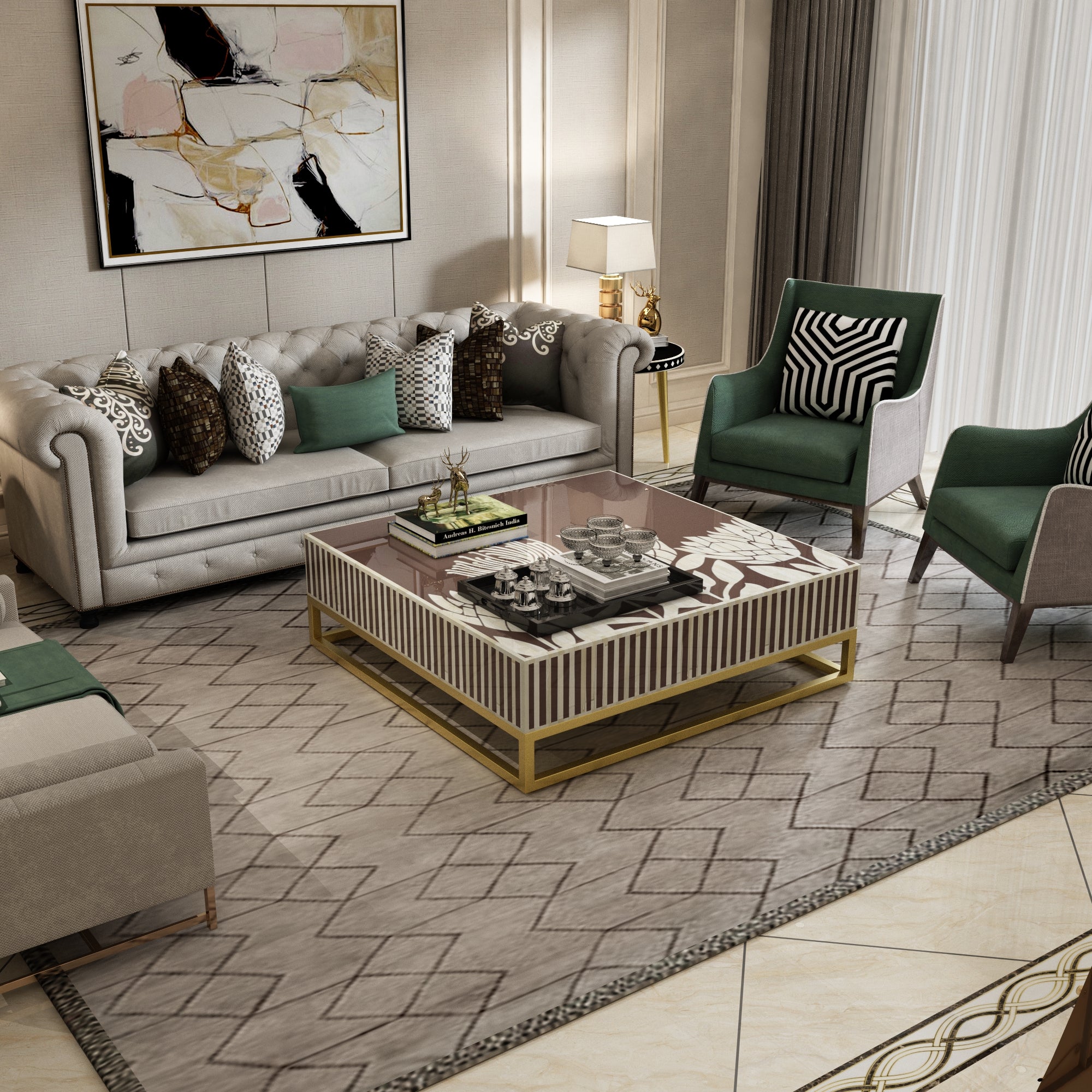 Modern coffee table with tulip pattern