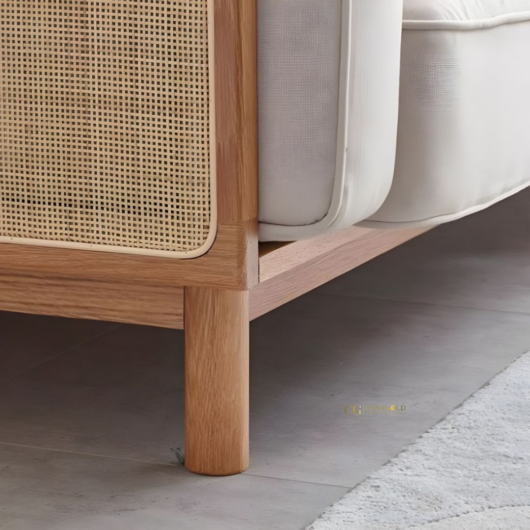 Two-Tone Rattan Sofa with Mid-Century Design
