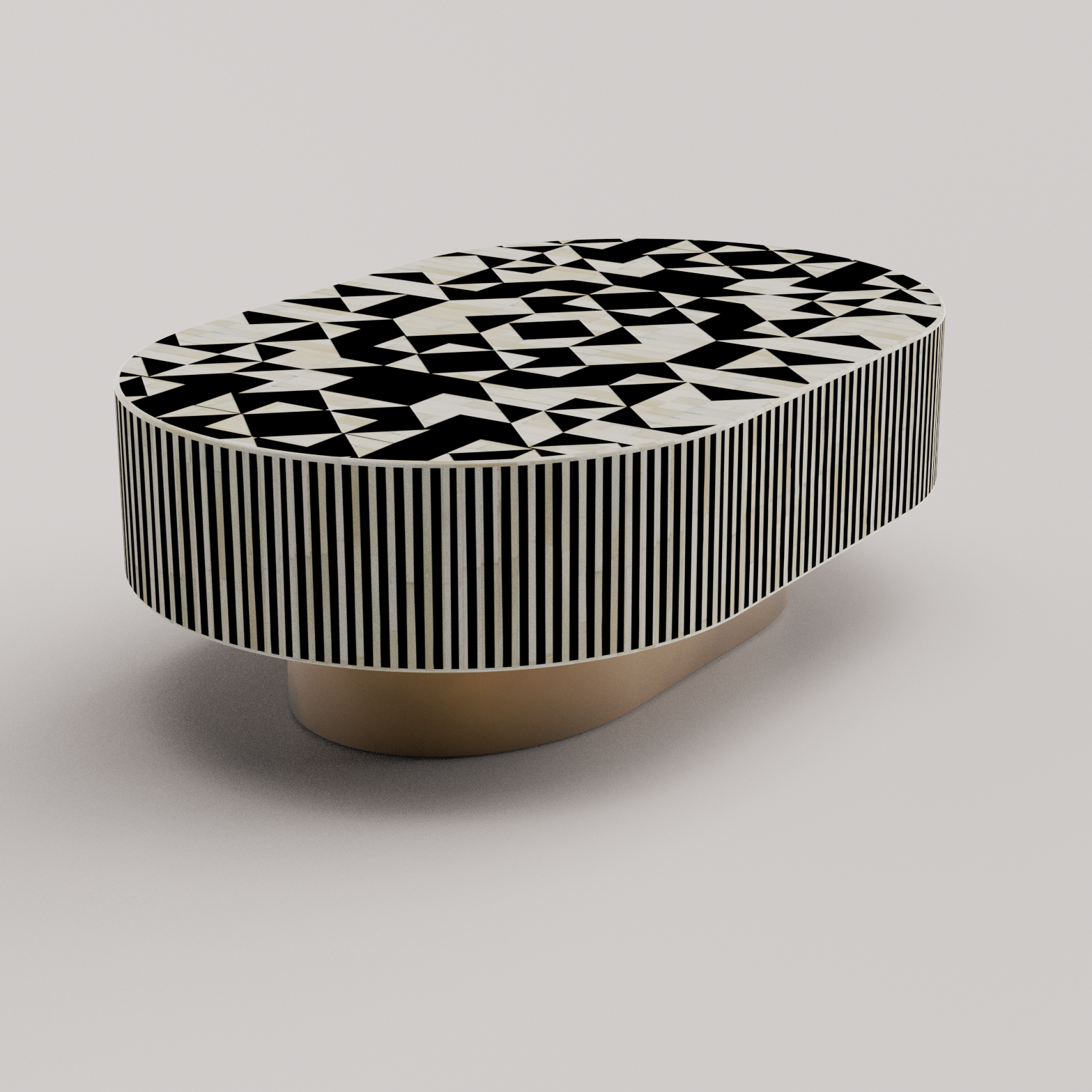 Unique Patterned Bone Inlay Oblong Table