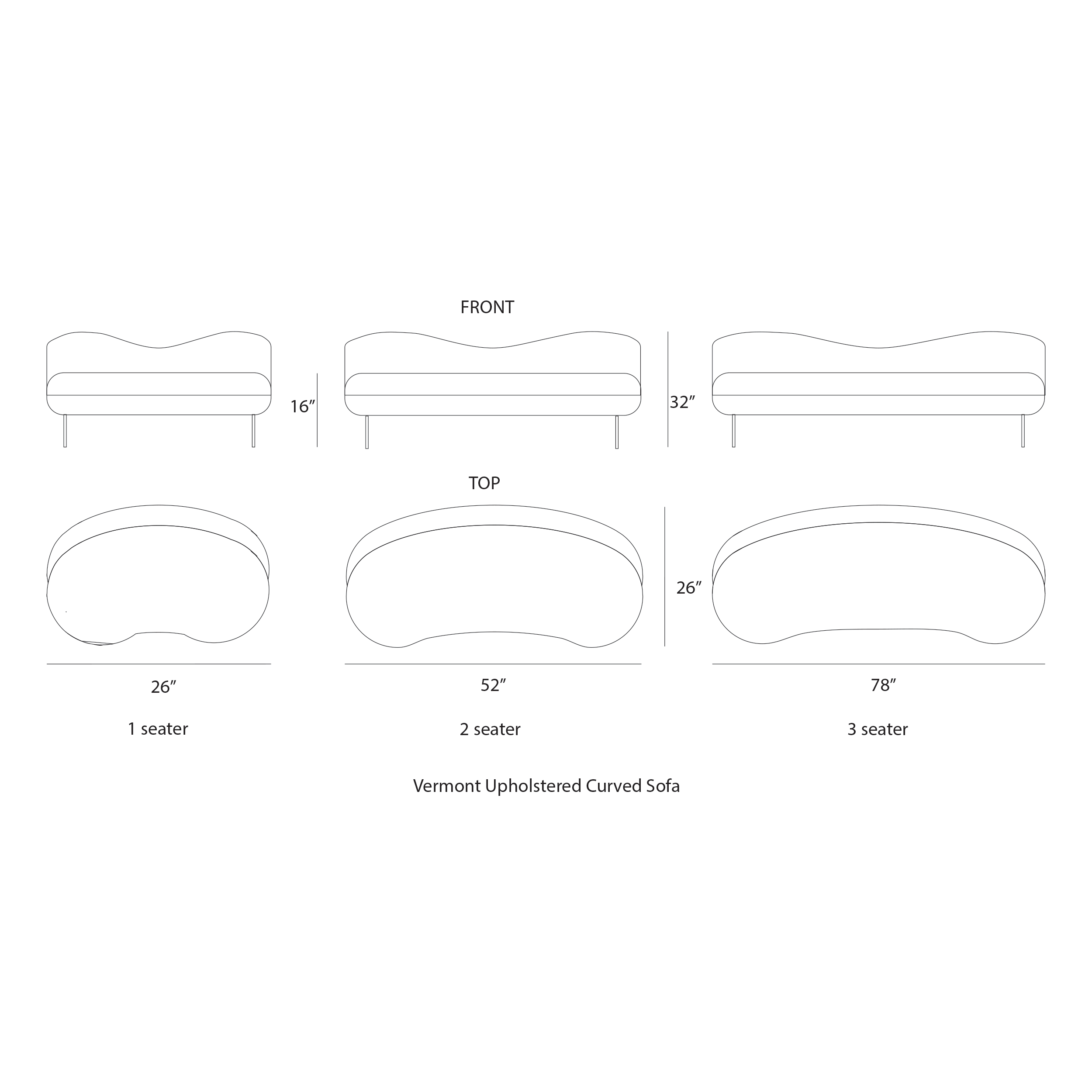Vermont Upholstered Curved Sofa